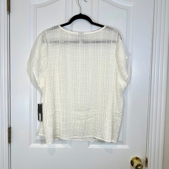 Worthington Crew Neck Gauzy Short Sleeve Sheer Blouse 1X - NEW - Picture 3 of 8